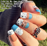 Pray Like Hell and Hold On, Born a Willow or Born an Oak, Hell of a Cowboy, and I'm Already in Timeout Son Nail Dip Powder